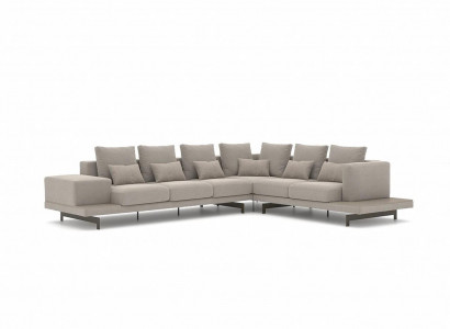 Upholstered furniture gray designer corner sofa L-shape upholstery textile sofa living room